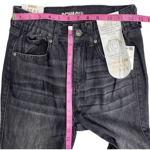 Rewash Brand Mom Curve Jeans Women's 24 Faded Black Destructed Frayed High Rise - Picture 6 of 12